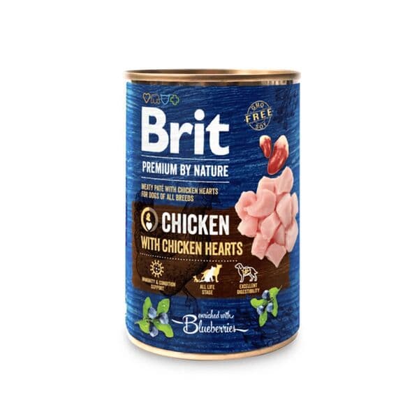 Brit Premium by Nature պաշտետ չափահաս շների համար՝ հավով և հավի սրտերով