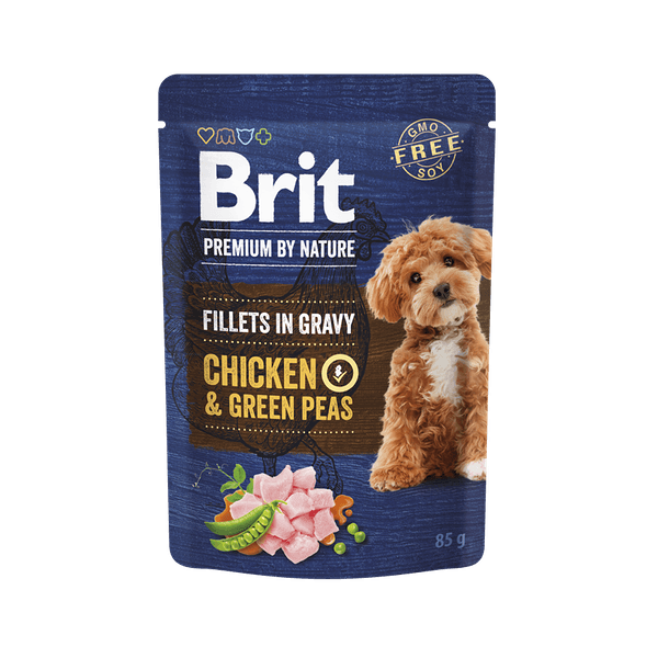 Brit Premium by Nature թաց կեր չափահաս շների համար՝ հավի ֆիլե և կանաչ ոլոռ սոուսի մեջ