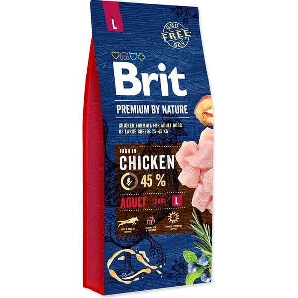 Brit Premium by Nature չոր կեր մեծ ցեղատեսակի չափահաս շների համար՝ հավով