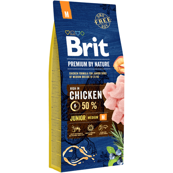 Brit Premium by Nature չոր կեր միջին ցեղատեսակի պատանի շների համար՝ հավով