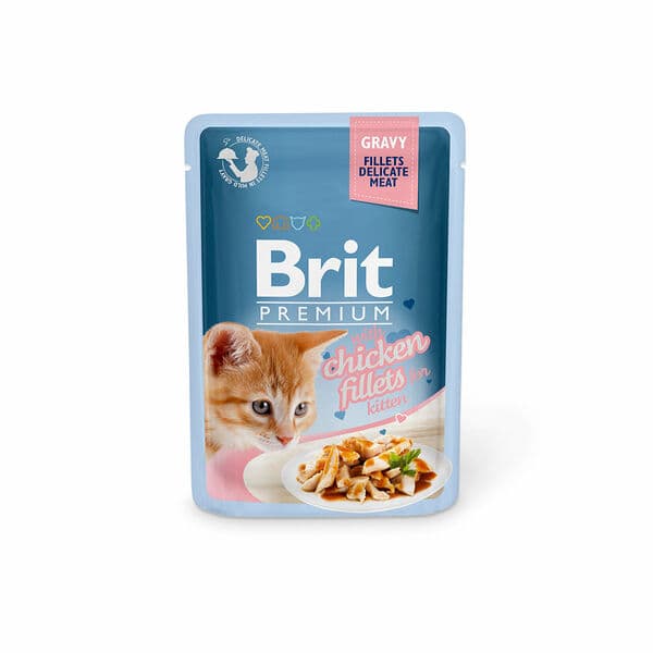 Brit Premium թաց կեր կատվի ձագերի համար՝ հավի ֆիլե սոուսի մեջ