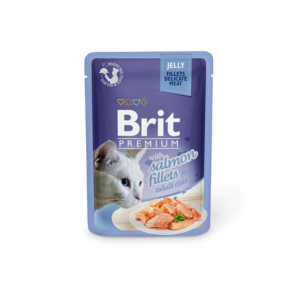 Brit Premium by Nature թաց կեր չափահաս կատուների համար՝ ֆիլե սաղմոնով ժելեի մեջ