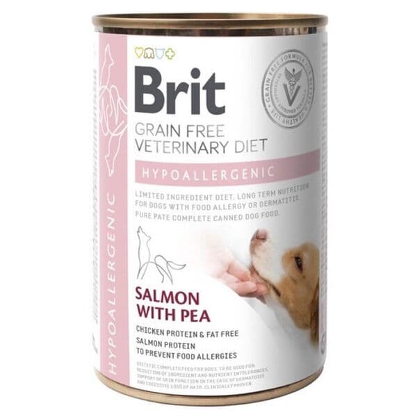 Brit Veterinary Diet Hypoallergenic — բուժիչ թաց կեր շների համար՝ ալերգիայի դեպքում, սաղմոնով