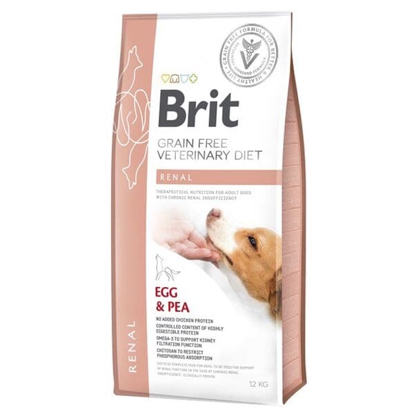 Brit Veterinary Diet Renal — բուժիչ չոր կեր շների համար՝ երիկամների խնդիրների դեպքում, ձվով և ոլոռով