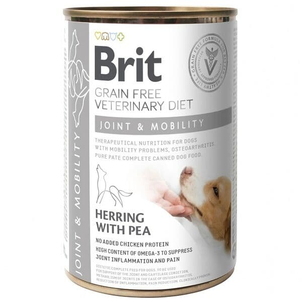 Brit Veterinary Diet Joint & Mobility — բուժիչ թաց կեր շների համար՝ հոդերի խնդիրների դեպքում, ծովատառեխով և ոլոռով