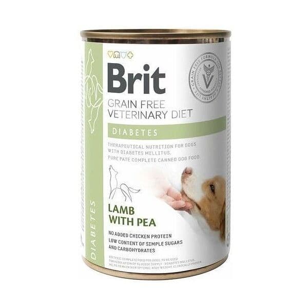 Brit Veterinary Diet Diabetes — բուժիչ թաց կեր շների համար՝ դիաբետի դեպքում, գառան մսով և ոլոռով