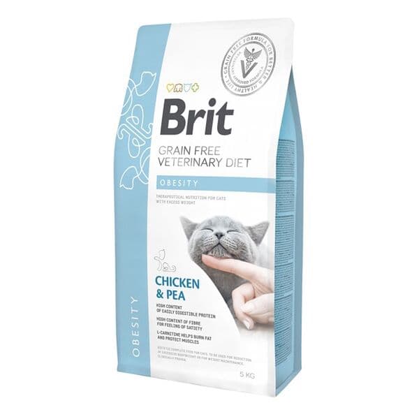 Brit Veterinary Diet Obesity — բուժիչ չոր կեր ավելորդ քաշ ունեցող կատուների համար՝ հավով և ոլոռով