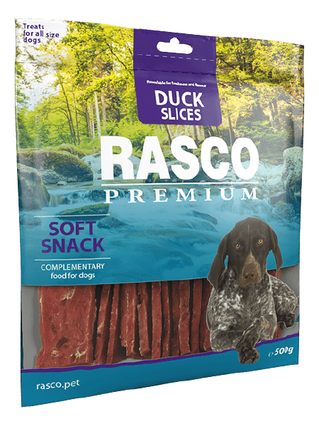 Rasco փափուկ սնեք շների համար՝ բադի շերտեր