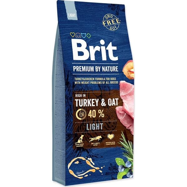 Brit Premium by Nature չոր կեր ավելորդ քաշ ունեցող շների համար՝ հնդկահավով և վարսակով