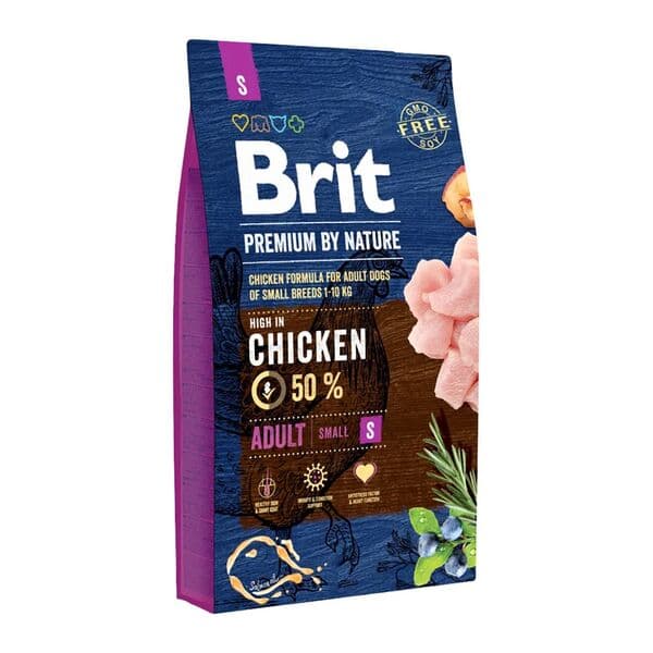Brit Premium by Nature չոր կեր փոքր ցեղատեսակի չափահաս շների համար՝ հավով