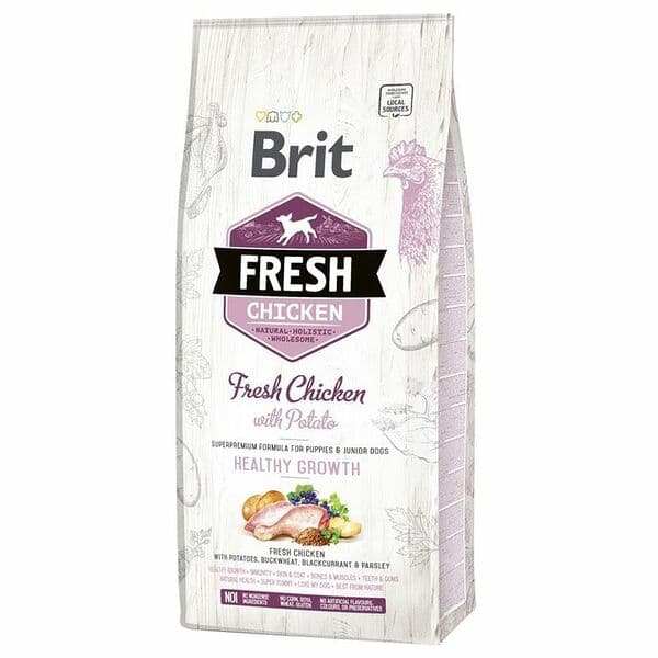 Brit Fresh չոր կեր ձագերի և պատանի շների համար՝ հավով և կարտոֆիլով