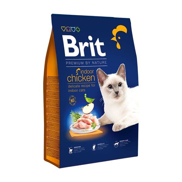 Brit Premium by Nature չոր կեր տանը ապրող չափահաս կատուների համար՝ հավով