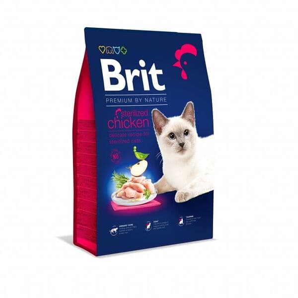 Brit Premium by Nature չոր կեր ստերջացված կատուների համար՝ հավով