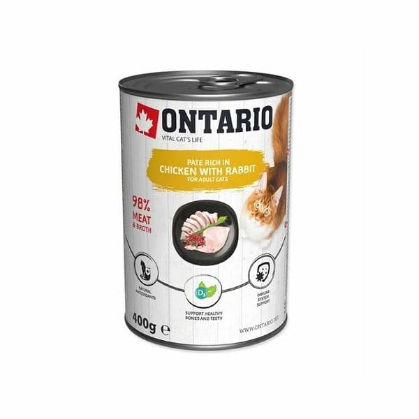 Ontario թաց կեր կատուների համար՝ հավով և ճագարով