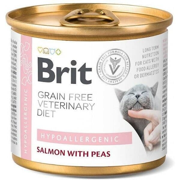 Brit Veterinary Diet Hypoallergenic — բուժիչ թաց կեր կատուների համար՝ ալերգիայի դեպքում, սաղմոնով և ոլոռով