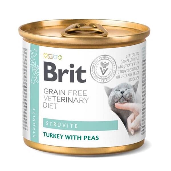 Brit Veterinary Diet Struvite — բուժիչ թաց կեր կատուների համար՝ միզաքարային հիվանդության դեպքում, հնդկահավով և ոլոռով