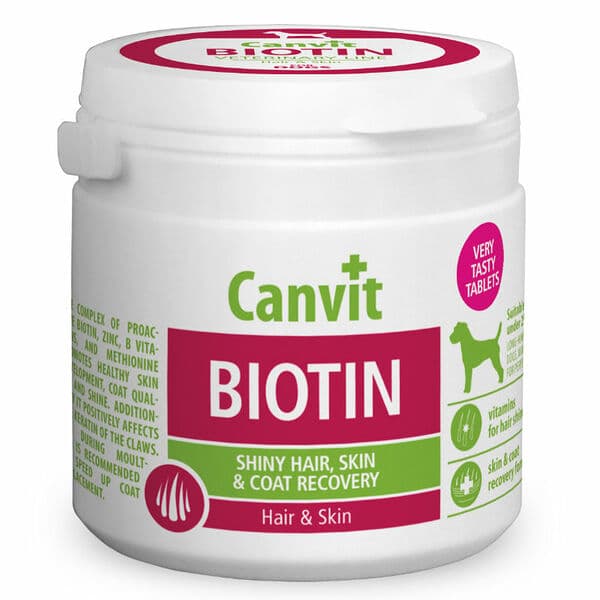 Canvit Biotin վիտամիններ մինչև 25 կգ քաշ ունեցող շների համար՝ մաշկի և մազածածկույթի (97 հաբ)
