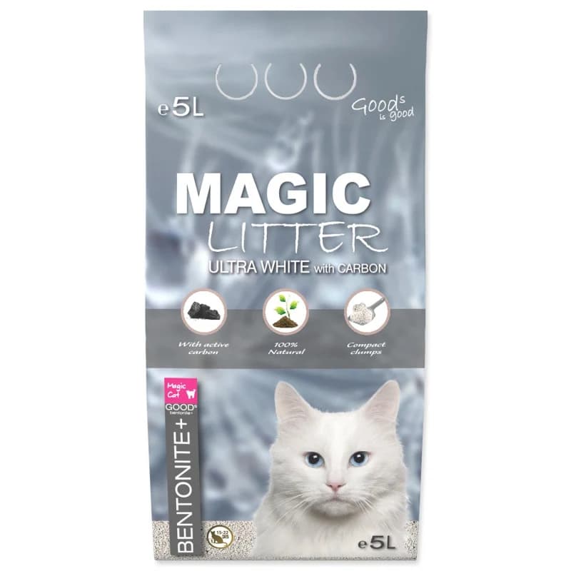 Magic Litter Ultra White bentonite cat litter with active carbon
