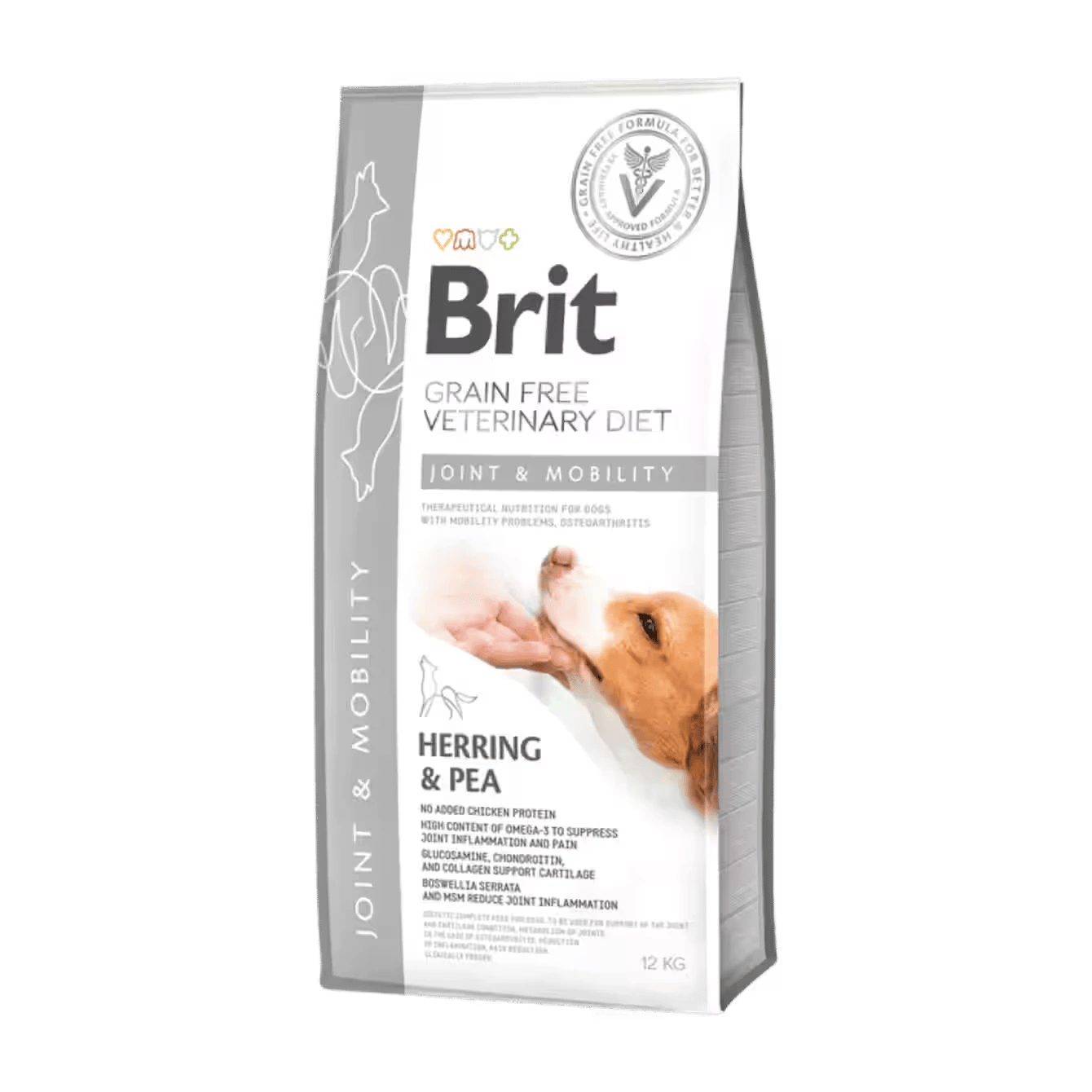 Brit GF Veterinary Diets Dog Joint & Mobility Լիարժեք դիետիկ կեր ձկով և ոլոռով՝ շների մոտ օստեոարթրոզի դեպքում հոդերի նյութափոխանակությանն աջակցելու համար։