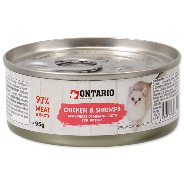 Ontario Влажный корм для котят: курица с креветками