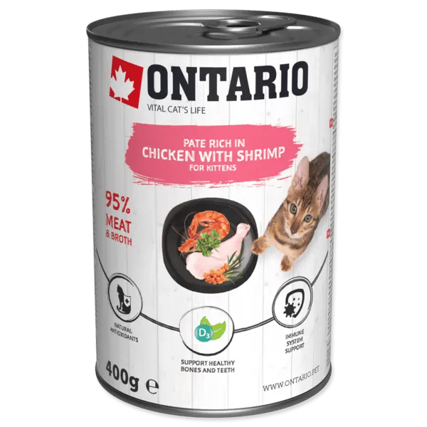 Ontario влажный корм  для котят: курица с креветками