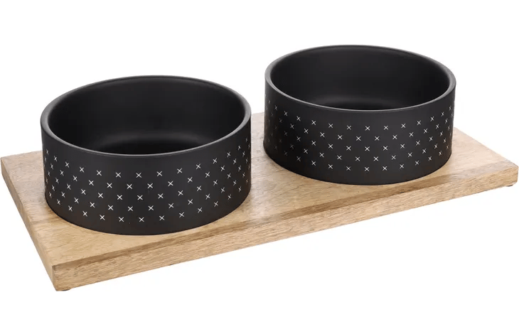 Миска для корма и воды Duo Dinner Nervo, прямоугольная, черная