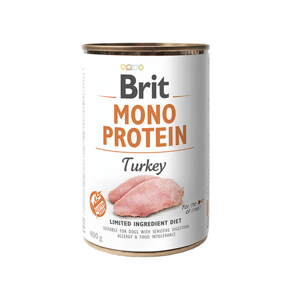 Brit Mono Protein wet food for adult dogs, turkey