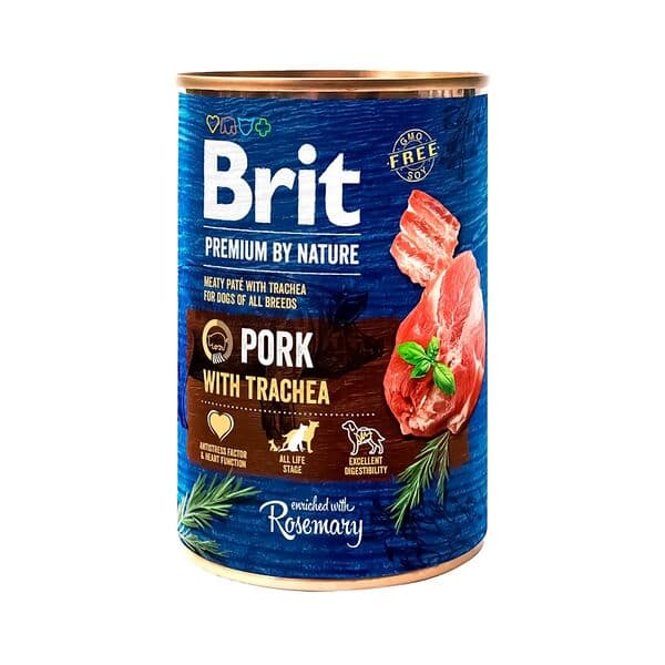 Brit Premium by Nature պաշտետ չափահաս շների համար՝ խոզի մսով և շնչափողով
