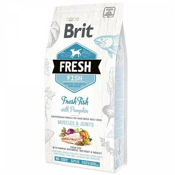 Brit Fresh dry food for adult large breed dogs, fish & pumpkin