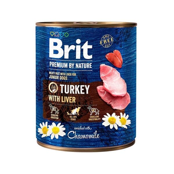 Brit Premium by Nature պաշտետ պատանի շների համար՝ հնդկահավով և լյարդով