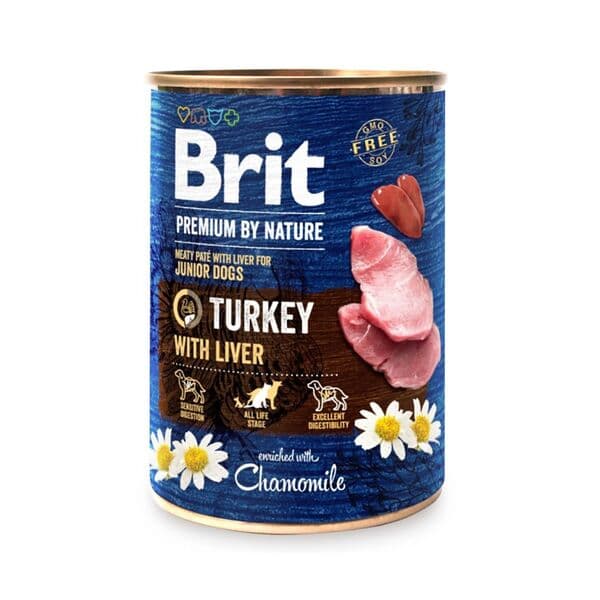 Brit Premium by Nature պաշտետ պատանի շների համար՝ հնդկահավով և լյարդով