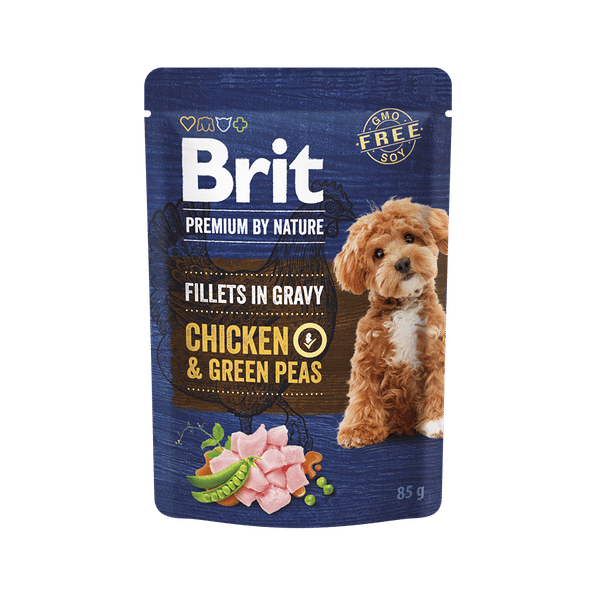 Brit Premium by Nature թաց կեր չափահաս շների համար՝ հավի ֆիլե և կանաչ ոլոռ սոուսի մեջ