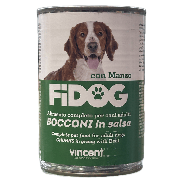 FIDOG wet food for adult dogs, chunks in gravy with beef