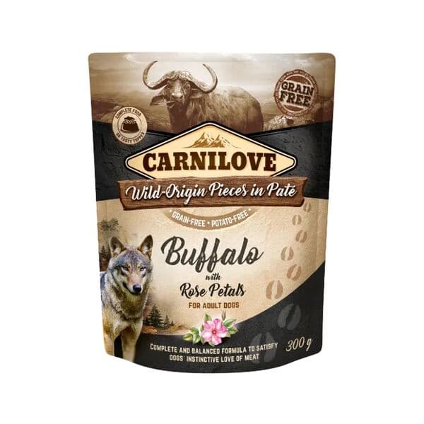 Carnilove wet food for adult dogs, buffalo & rose petals