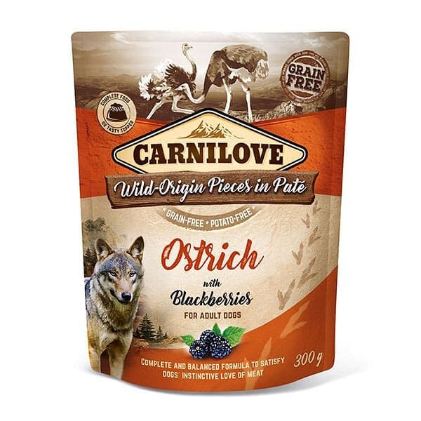 Carnilove wet food for adult dogs, ostrich & blackberries