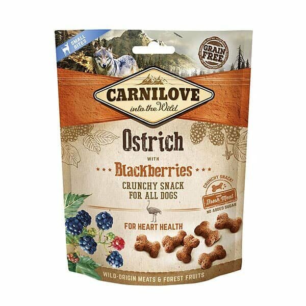 Carnilove crunchy snack for dogs, ostrich & blackberries