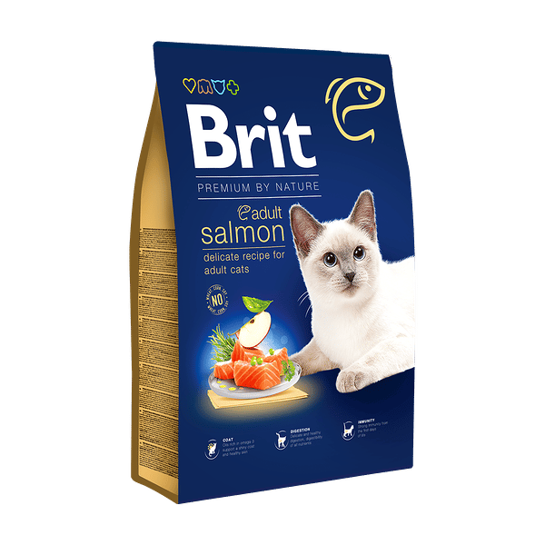 Brit Premium by Nature dry food for adult cats, salmon