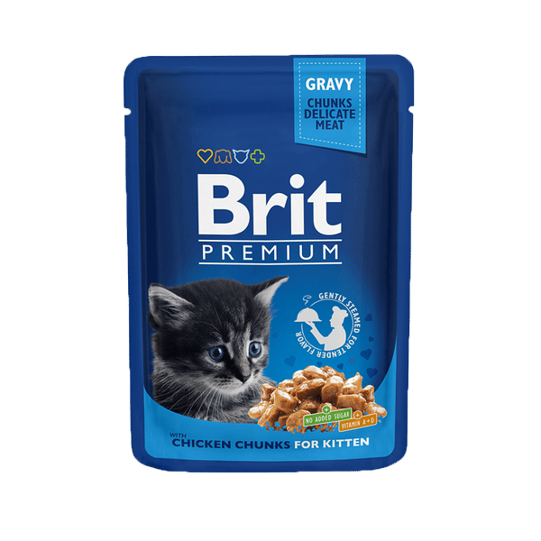 Brit Premium wet food for kittens, chicken chunks in gravy