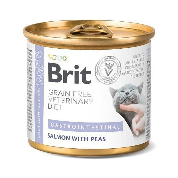 Brit Veterinary Diet Gastrointestinal veterinary wet food for cats with digestive disorders, salmon & pea