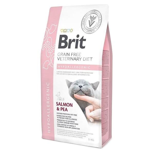 Brit Veterinary Diet Hypoallergenic veterinary dry food for cats with allergies, salmon & pea