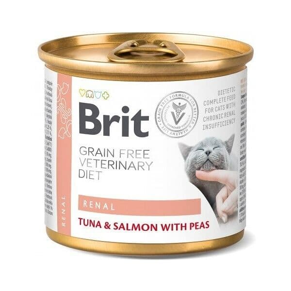 Brit Veterinary Diet Renal veterinary wet food for cats with kidney disease, tuna, salmon & pea