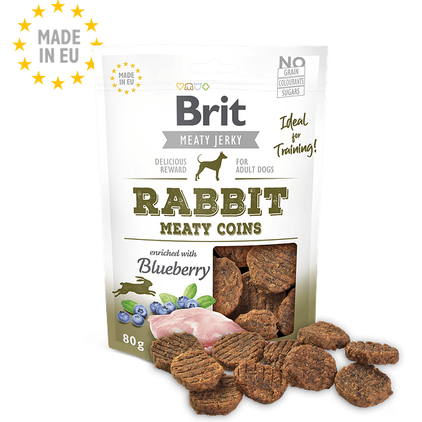 Brit Meaty Jerky dried meat coins for adult dogs, rabbit & chicken