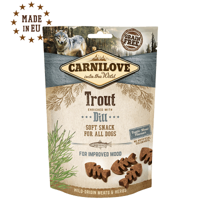 Carnilove soft snack for dogs, trout & dill
